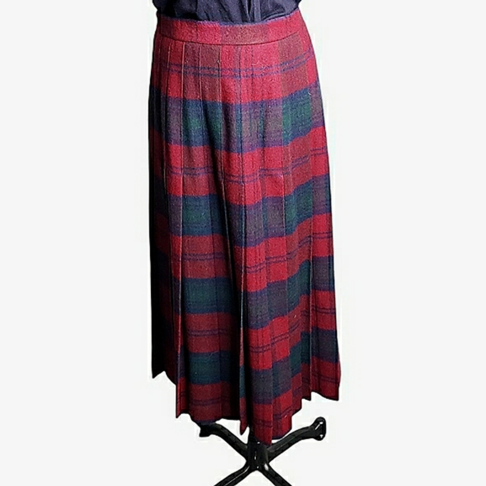 Vtg Peter MacArthurTartan Wool Cashmere Hand Pleated Midi Academia Outlander 10